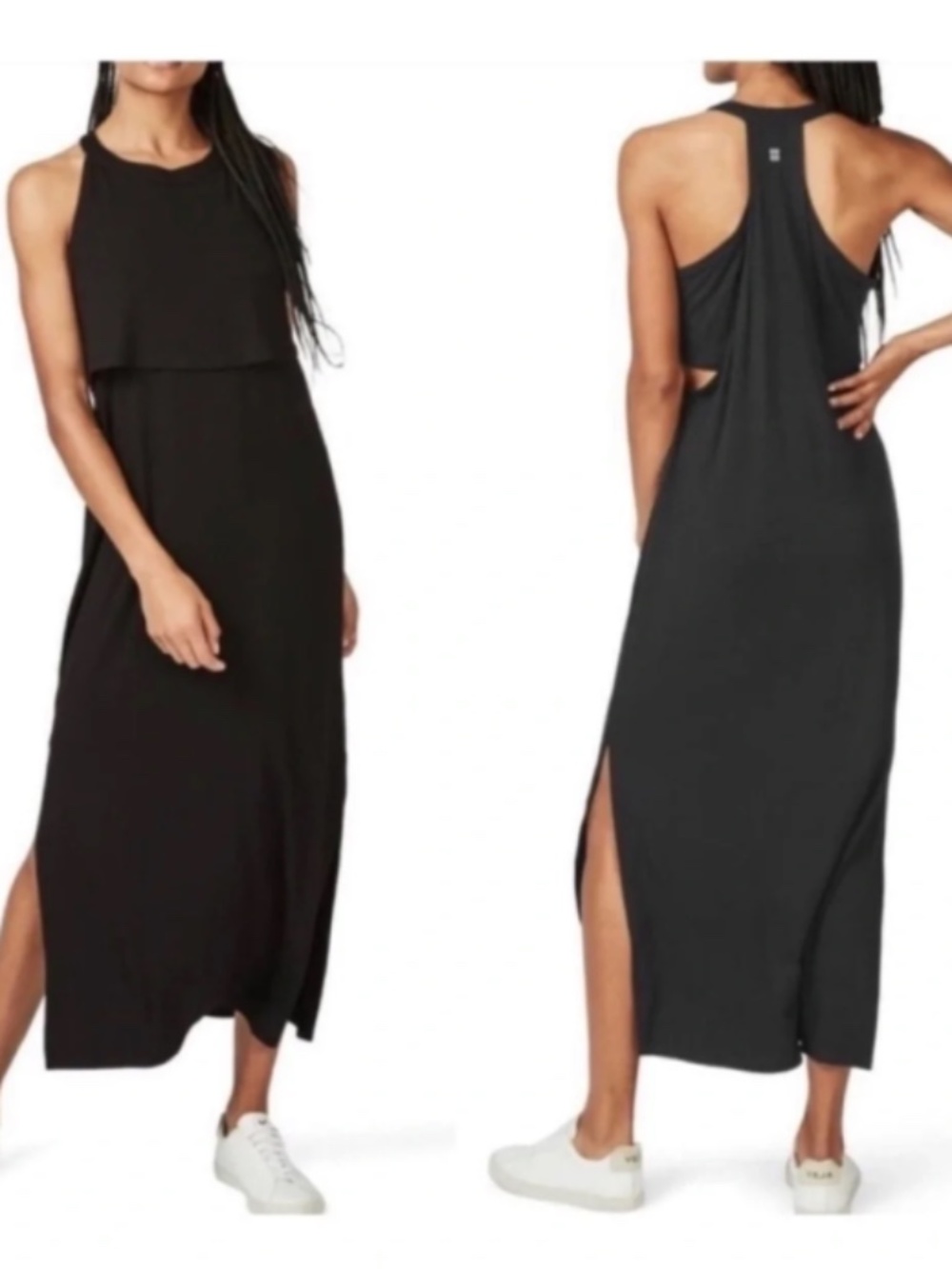 SWEATY BETTY BLACK HOLISTIC SLEEVELESS JERSEY MAXI DRESS - SIZE S